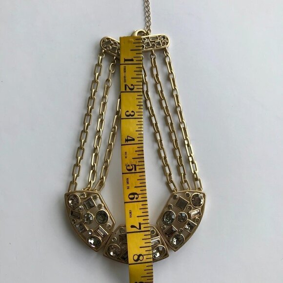 Statement Piece Necklace Costume Jewelry Brushed Gold tone, Taupe Gems  21"- 24" - Picture 13 of 16